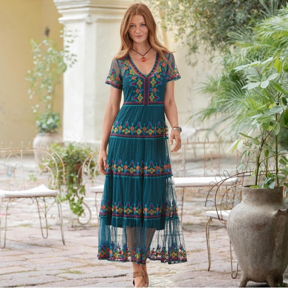 Sundance Alize mesh embroidered maxi dress